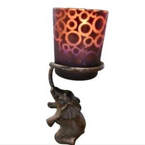 Cast Iron 4" Elephant Votive Holder Heavy Home Decor Comes With Votive Holder